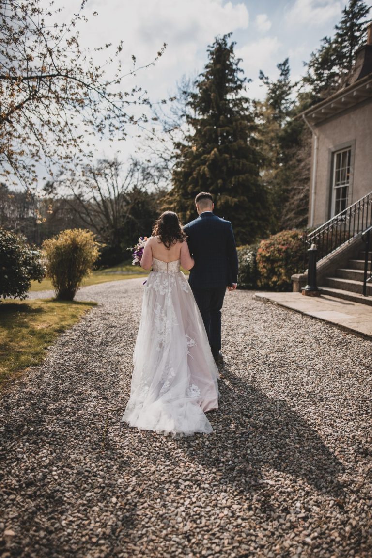 Wedding Photograph taken outside Thainstone House in Aberdeen by a photographer